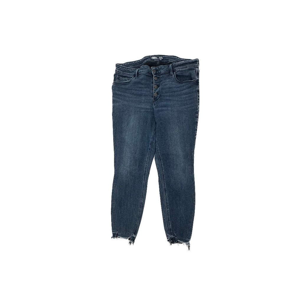 Old Navy Rockstar Super Skinny Ankle Mid Rise Button Fly Raw Hem Women's size 14